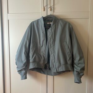 Grey-Green Moto Bomber Jacket